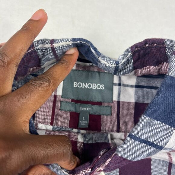 Bonobos Slim Fit Plaid Button Down Shirt Preppy Classic Fall Casual Work Large - Picture 5 of 11